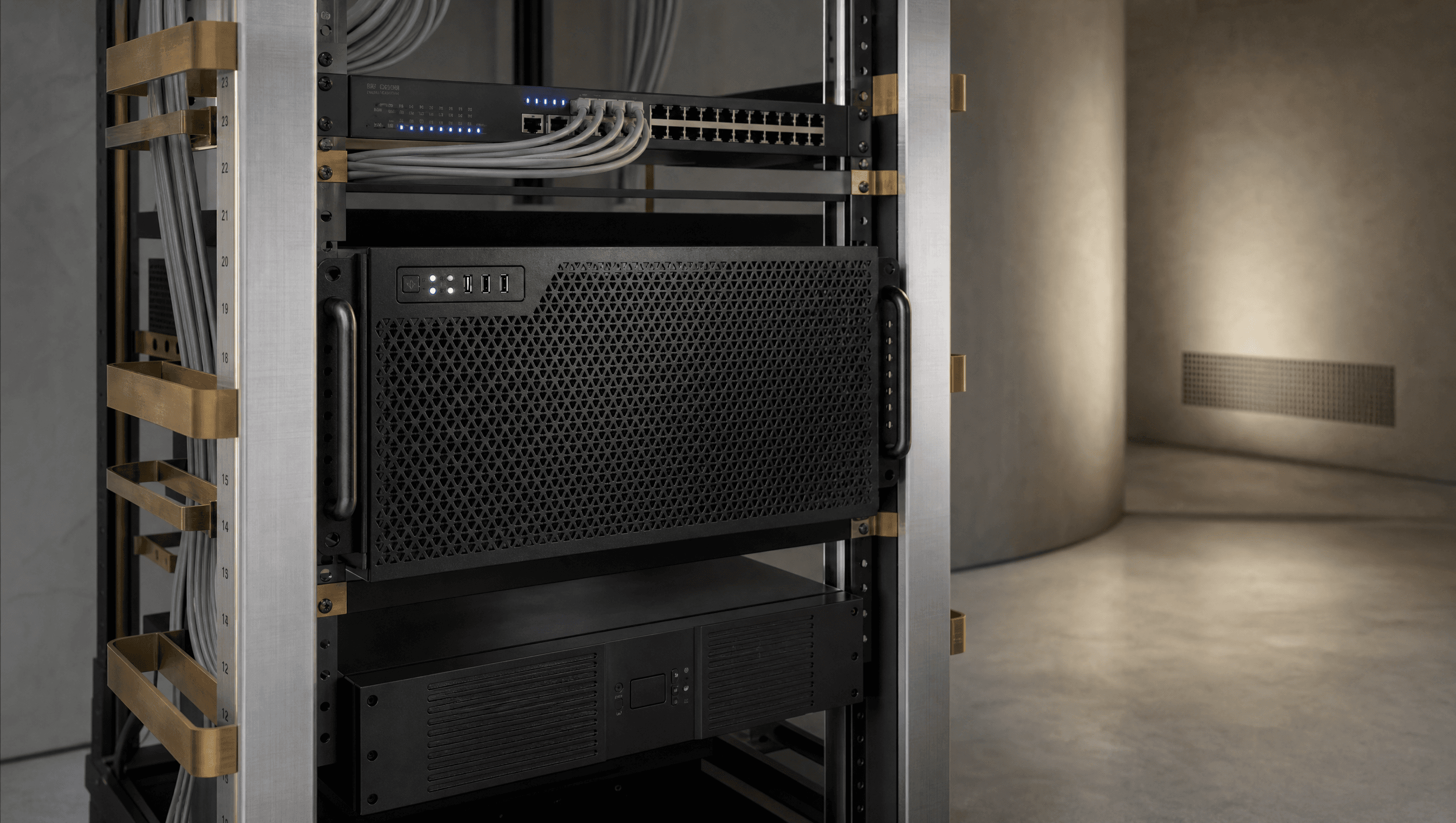 The Enclos appliance installed in a designed equipment space on the firm's premises