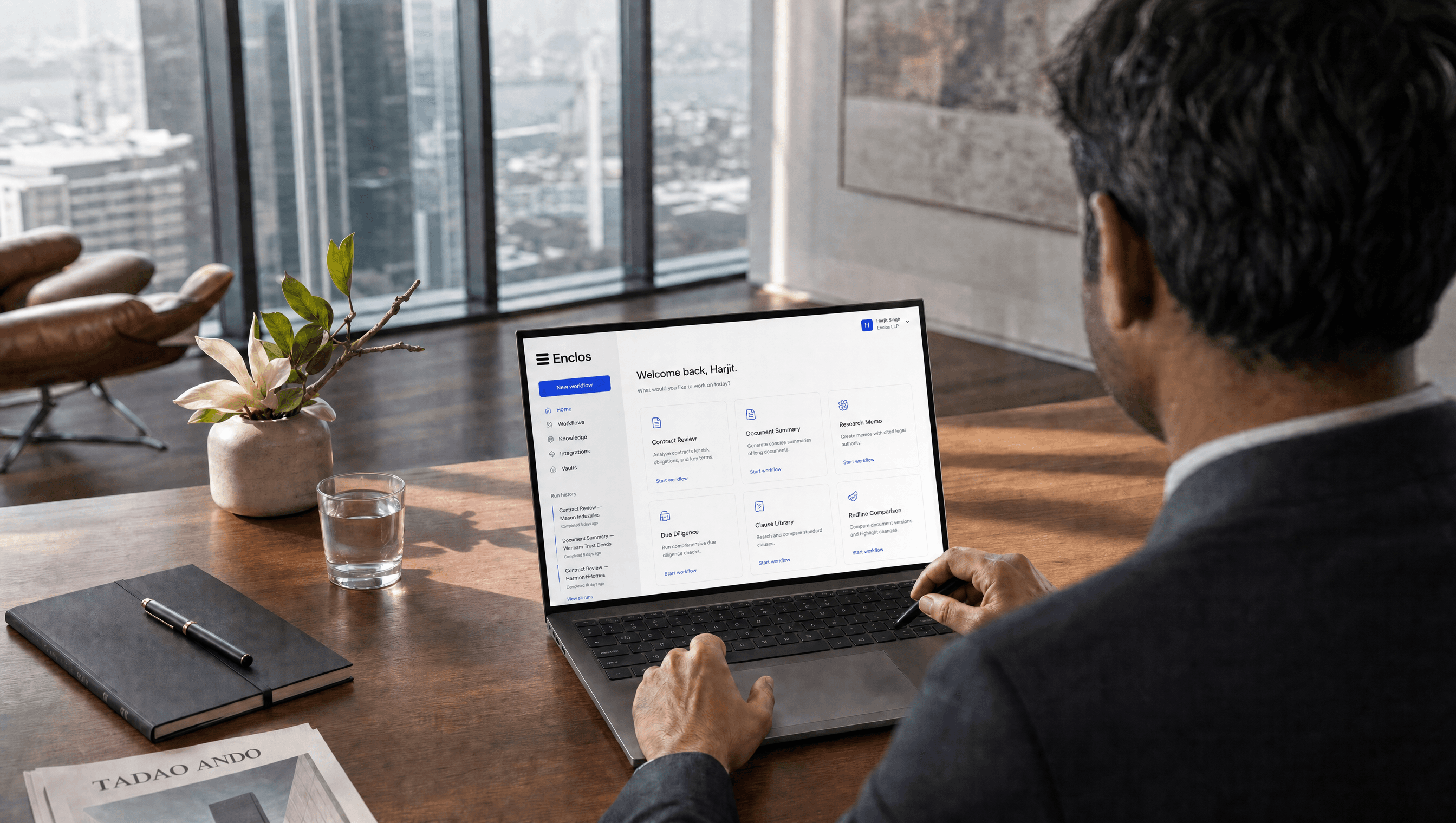 A team member working in the Enclos private browser workspace
